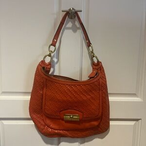 Coach Orange Woven Leather Kristin Hobo Bag